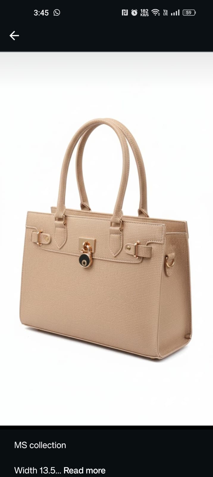 MS Collection Lock Accent Structured Tote Bag —   handbag by HandbagsAvenue